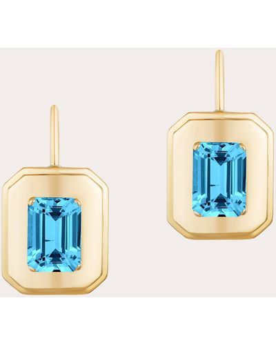 Goshwara Topaz Emerald-cut Drop Earrings 18k Gold - Blue