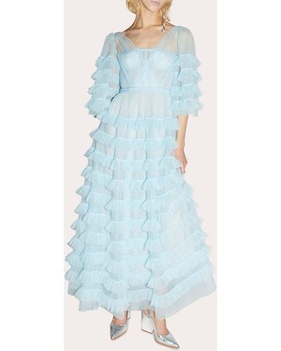 Huishan Zhang Marybell Tulle Gown - Blue