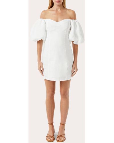 RHODE Dali Linen Puff-sleeve Dress - White
