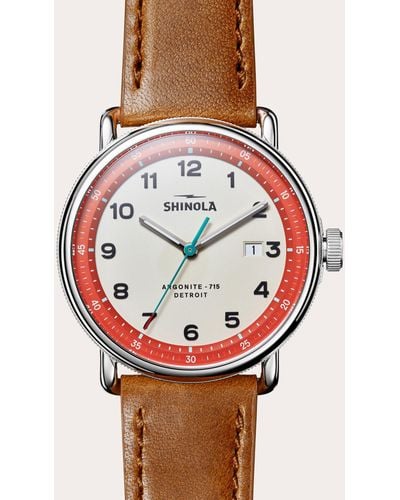 Shinola Canfield C56 43mm Bourbon Leather-strap Watch - Gray