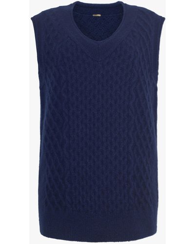 Adam Lippes Women's Cable Knit Vest Sweater - Blue