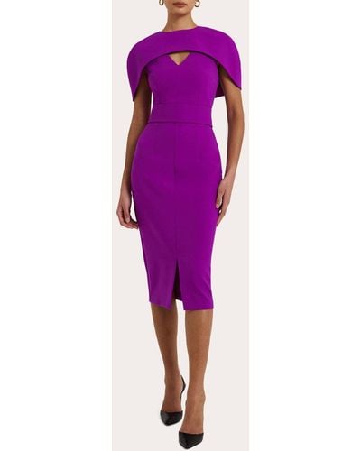 Safiyaa Rosa Cape Midi Dress - Purple