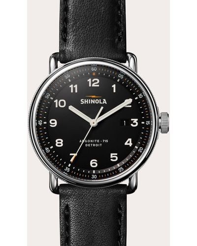 Shinola Stainless Steel Canfield C56 43mm Leather-strap Watch - Black