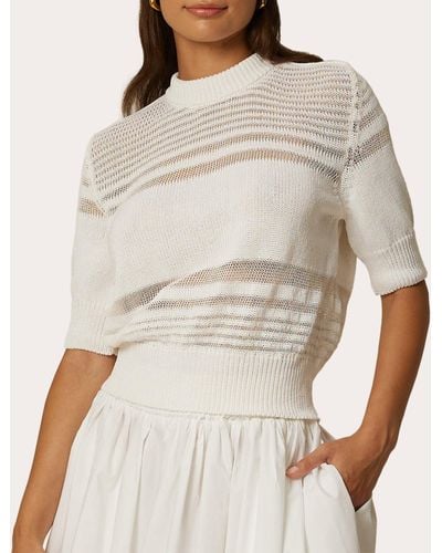 Santicler Olivia Striped Short-sleeve Sweater - Natural