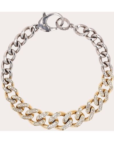 Sheryl Lowe Two-tone Pavé Diamond Tapered Link Curb Chain Bracelet - Natural