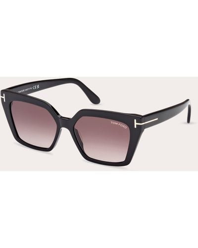 Tom Ford Shiny & Rose Gradient Eco T-logo Cat-eye Sunglasses - Natural