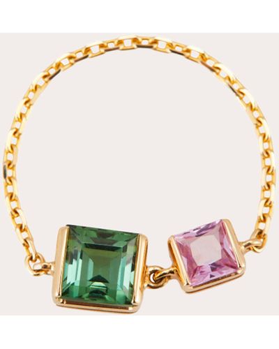 Yi Collection Tourmaline & Pink Sapphire Chain Ring - Metallic