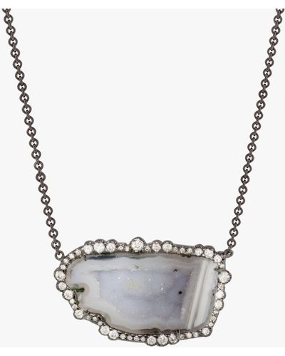 Kimberly Mcdonald Blue Geode & Diamond Pendant Necklace