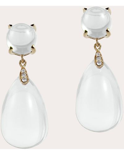 Goshwara Diamond & Moon Quartz Cabochon Drop Earrings - Natural
