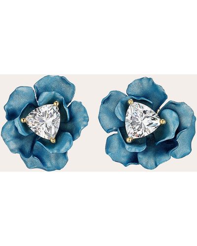 Anabela Chan Baby Blue Rose Stud Earrings