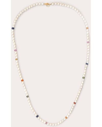 Yi Collection Akoya Pearl & Rainbow Sapphire Necklace - Natural