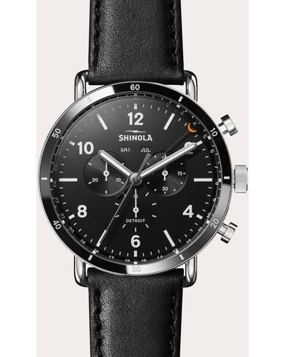 Shinola Canfield Sport 45mm Leather-strap Watch - Black