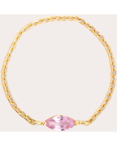 Yi Collection Sapphire Petite Marquise Chain Ring - Pink