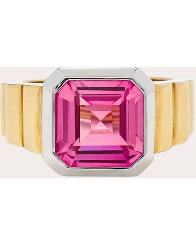 Yvonne Léon Crystal Mini Princess Signet Ring - Pink