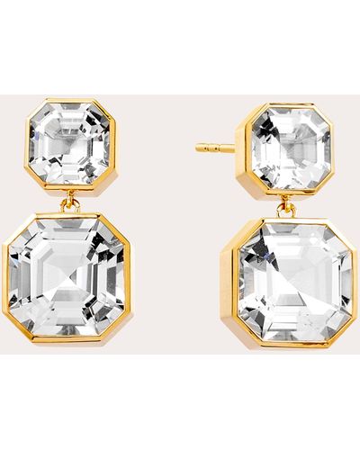 Syna Rock Crystal Geometrix Double Drop Earrings - Metallic