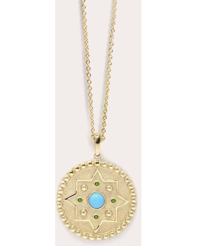 Anzie Dew Drop Mayan Medallion Pendant Necklace - Natural