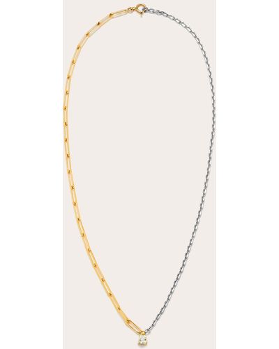 Yvonne Léon Large Pear Diamond Two-tone Solitaire Necklace - Natural