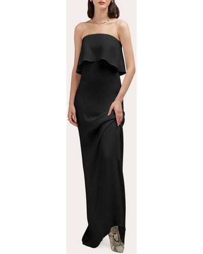 Careste Chiara Silk Column Gown - Black