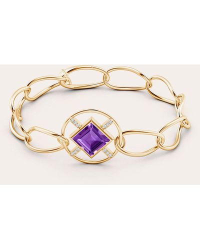 Natori Amethyst & Diamond Bar Infinity Circle Bracelet - Natural