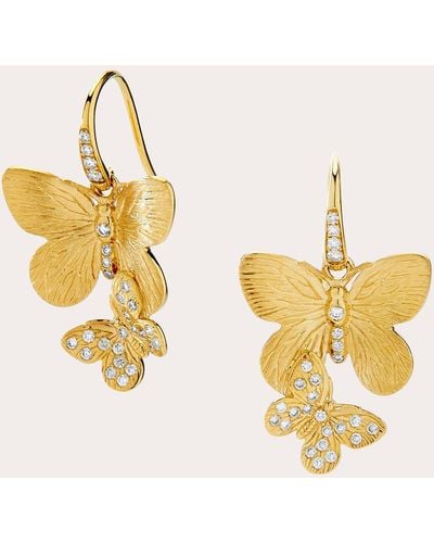 Syna Diamond Jardin Butterfly Drop Earrings - Metallic