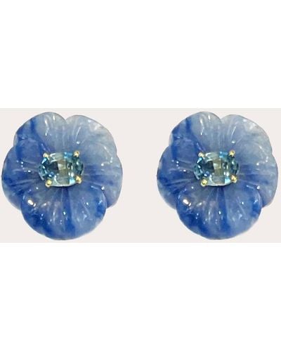 Casa Castro Mother Nature Dumortierite & Sapphire Flower Stud Earrings - Blue
