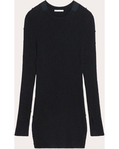 Helmut Lang Embellished Sweater Mini Dress - Black
