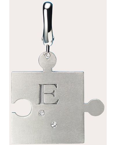 Milamore 18k White Gold & Diamond Braille Initial Puzzle Piece Charm - Natural