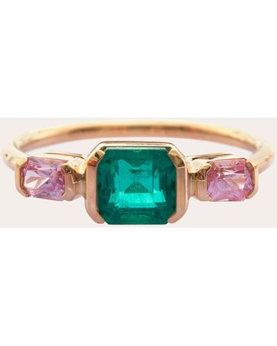 Yi Collection Emerald & Pink Sapphire Triplet Ring - White