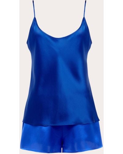 La Perla Silk Pajama Shorts Set - Blue