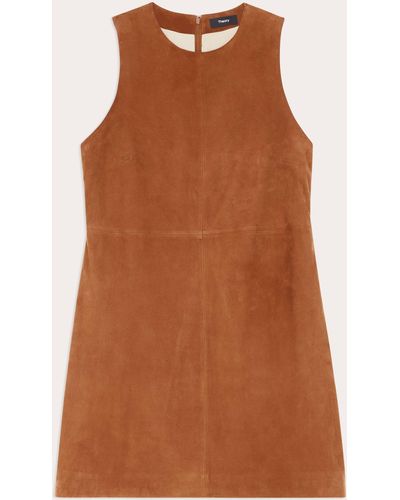 Theory Suede Shift Dress - Brown
