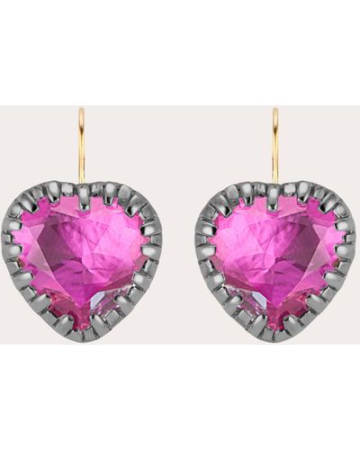 Larkspur & Hawk Fuchsia Foil Valentina 'i Love Ny' Button Earrings - Pink
