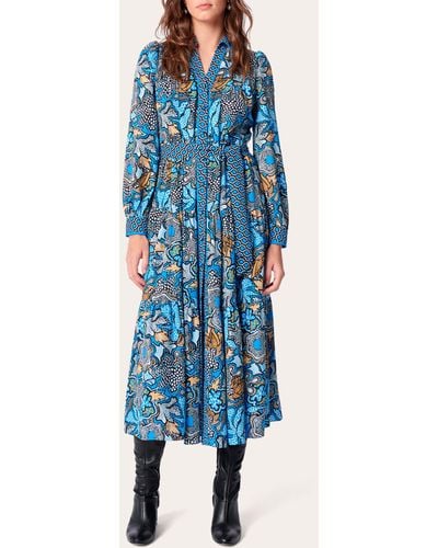 Diane von Furstenberg Women's Alea Shirt Dress/floral Patch - Blue