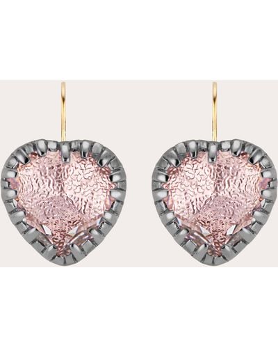 Larkspur & Hawk Blush Foil Valentina 'i Love Ny' Button Earrings Sterling Silver - Pink