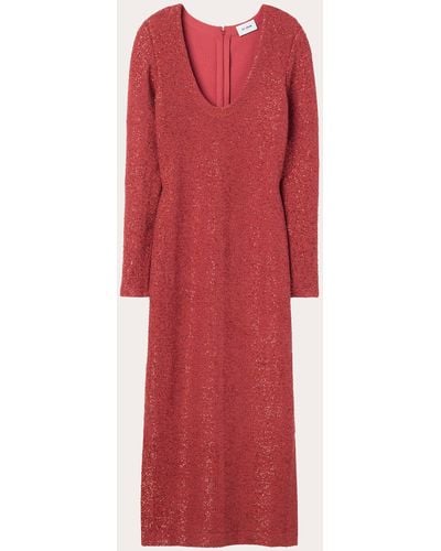 St. John Sequin Knit Midi Dress - Red