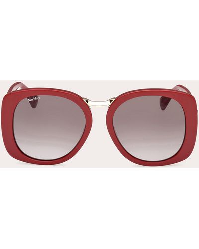 Max Mara Shiny Bordeaux Bridge Oversized Round Sunglasses - Brown