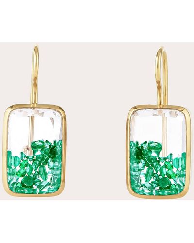 Moritz Glik Ten Fourteen Petite Emerald Drop Earrings 18k Gold - Green