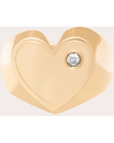Carolina Neves Diamond & 18k Heart Signet Pinky Ring - Natural