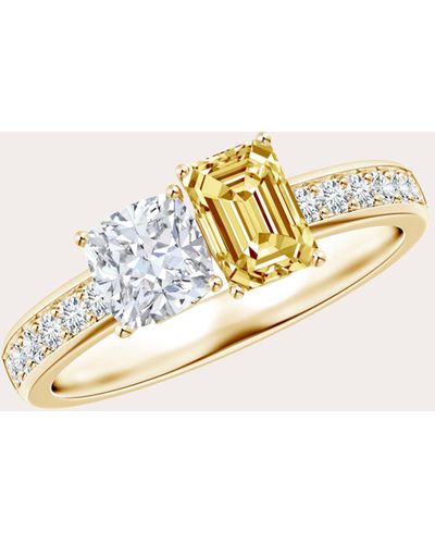 Natori White & Yellow Diamond Two-stone Ring - Metallic