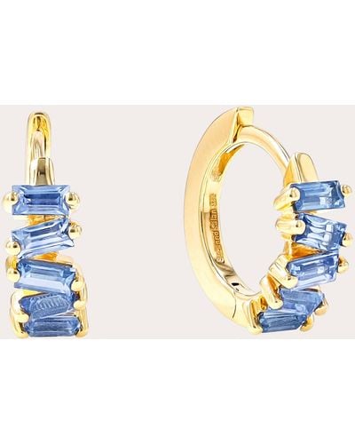 Suzanne Kalan Bold Light Sapphire huggie Earrings 18k Gold - Blue