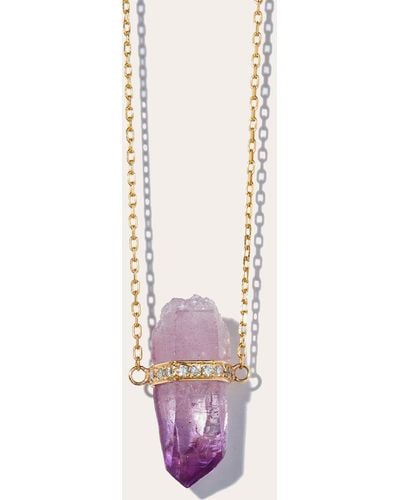 JIA JIA Crystalline Vera Cruz Amethyst Diamond Bar Necklace - Pink