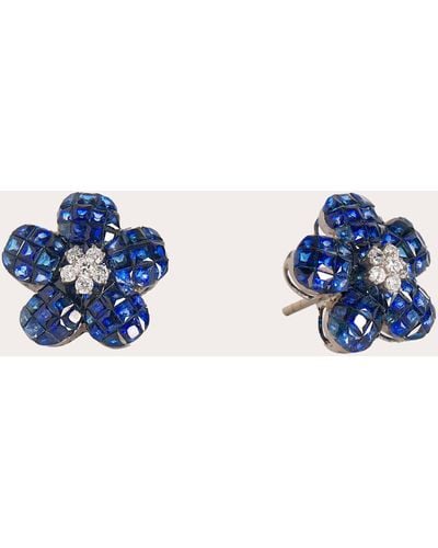 Sanjay Kasliwal Panshul Sapphire And Diamond Earrings - Blue