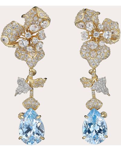 Anabela Chan Aquamarine Orchid Detachable Drop Earrings - Blue