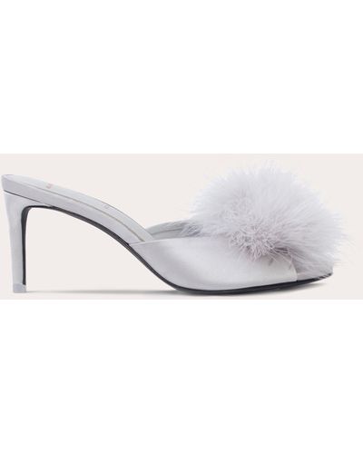 Black Suede Studio Ricca Feathered Mule - White