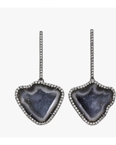 Kimberly Mcdonald Geode & Diamond Drop Earrings - Blue