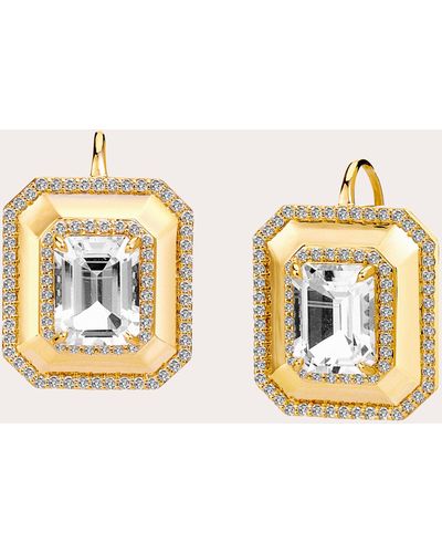 Syna Gemstone & Diamond Octa Earrings - Metallic