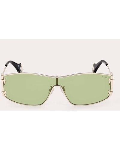 Emilio Pucci Pale Cutout Logo Shield Sunglasses - Green