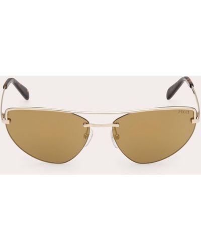 Emilio Pucci Goldtone & Brown Mirror Cat-eye Sunglasses - Natural