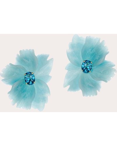 Casa Castro Mother Nature Quartzite & Apatite Flower Stud Earrings - Blue