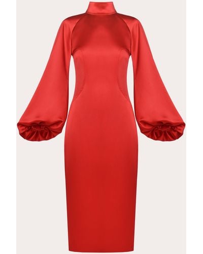 Dalood Turtleneck Midi Dress - Red