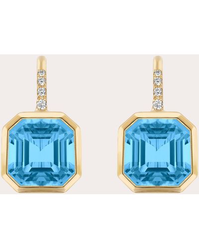 Goshwara Diamond & Topaz Asscher-cut Drop Earrings 18k Gold - Blue